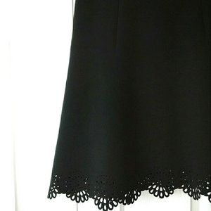 Black A-Line Skirt with Laser-cut Lacy Hem Detail Size 2